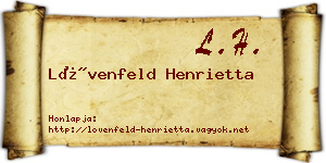 Lövenfeld Henrietta névjegykártya